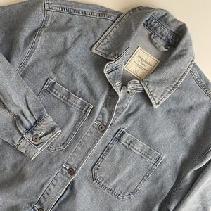 Abercrombie & Fitch Mens‎ Denim Shirt Jacket Button-Up Shirt Large heavy